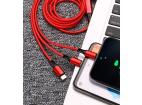 UC08-1.2M-3in1-Červená | Kabel 3v1 | USB – Micro USB, iPhone Lightning, Type-C
