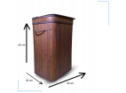 UYL-80L-DABR | Hnědý koš na prádlo | Bambusový kontejner na hračky | Dřevěný koš na oblečení | Jednokomorový koš na prádlo do koupelny