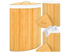 AYL-60L-LIBR | Přírodní koš na prádlo | Bambusový kontejner na hračky | Dřevěný koš na prádlo | Jednokomorový koš na prádlo do koupelny | Rohový koš