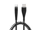 AM32 | Typ-C 1M | Spirálový USB kabel pro nabíjení telefonu | Rychlé nabíjení 3.0 2.4A