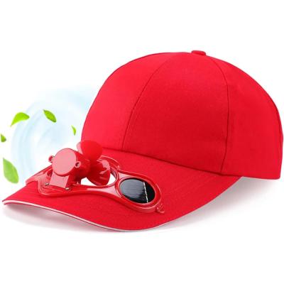 SFH-8934-RED | Sluneční klobouk s větrným mlýnem | Baseballová čepice se zabudovaným ventilátorem | Chladící víčko