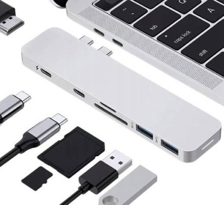 HUB | USB-C na 2x USB-A + 2x USB-C + SD + TF + HDMI karty | adaptér, rozbočovač typ C 7v1