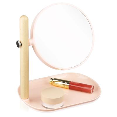 STM-036-PINK | Růžové kosmetické zrcátko | Zvětšovací kosmetické zrcátko | Otočné zrcadlo