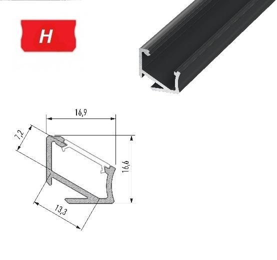 LEDLabs Hliníkový profil LUMINES H 2m pro LED pásky, černý