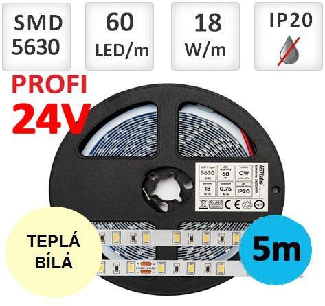 LEDLabs LED pásek PRO 3Y 24V 60 LED/m 5630 SMD teplá bílá, 18W, 300 LED diod