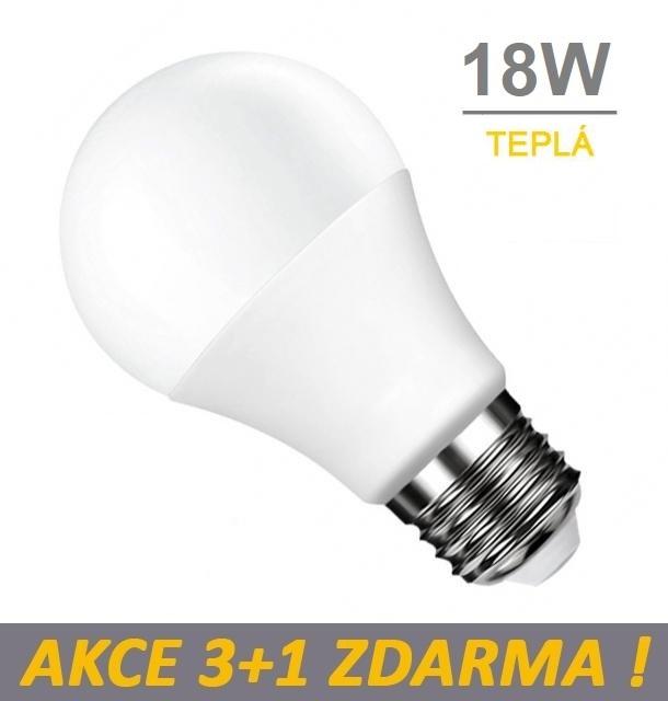 LED21 LED žárovka E27 18W SMD2835 1820 lm CCD Teplá bílá, 3+1 Zdarma