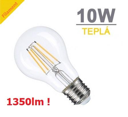 Optonica LED žárovka 10W 4xCOS Filament E27 1350lm TEPLÁ BÍLÁ