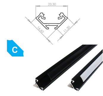 LEDLabs Hliníkový profil LUMINES C 3m pro LED pásky, eloxovaný černý