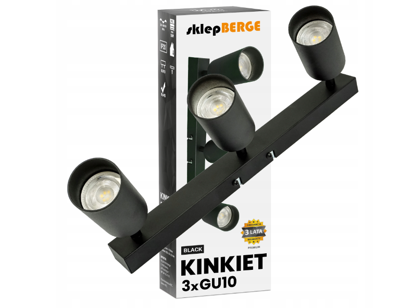 Berge Stropní bodové svítidlo LED VIKI-X 3x GU10 - černé MC0340X