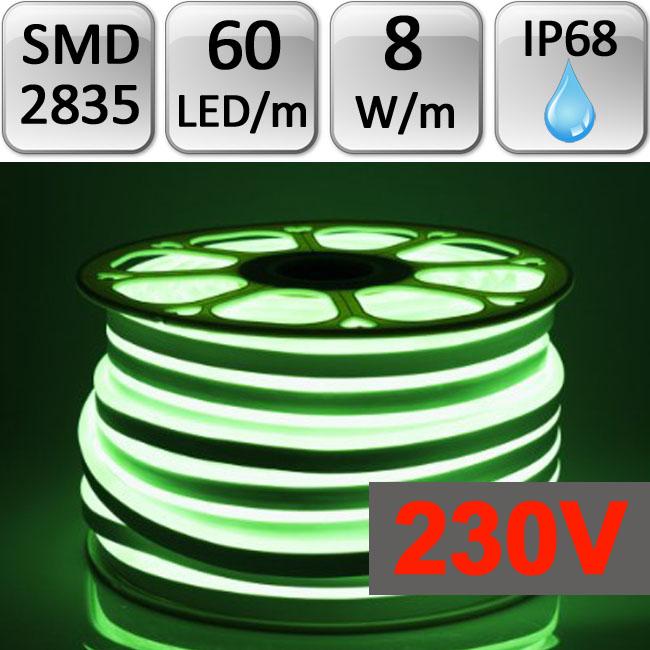 Berge LED NEON FLEX pásek 1m 230V SMD 2835 8W/m IP68 zelený