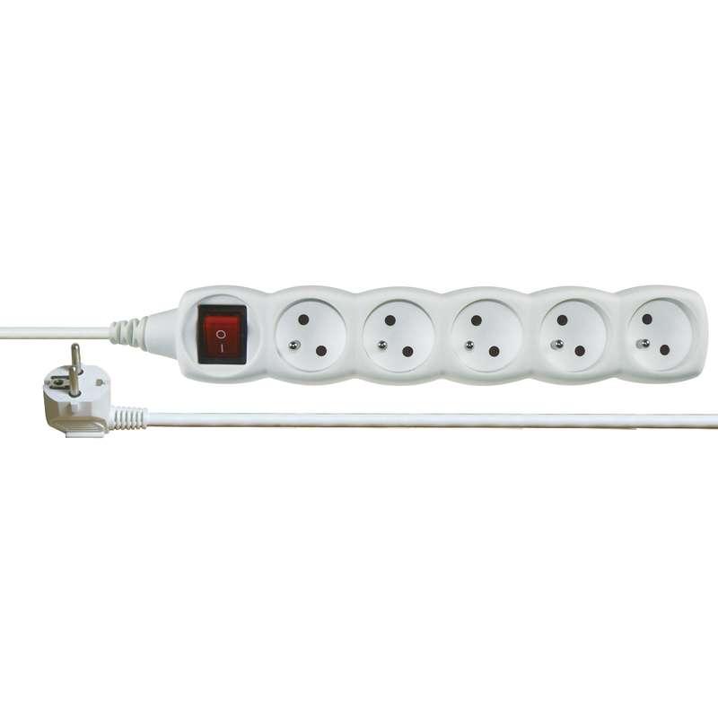 Emos Prodlužovací kabel 3 m / 5 zásuvek / s vypínačem / bílý / PVC / 1 mm2 P1513