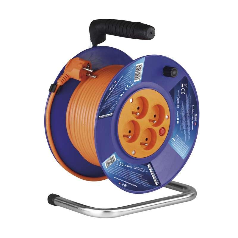 Emos Prodlužovací kabel na bubnu 50 m / 4 zásuvky / červený / PVC / 230 V / 1,5 mm2 P19450