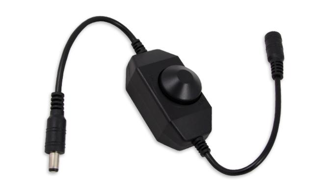Vipelectro Mini stmívač manuální pro LED pásky a žárovky, 72W, 6A 2,1/5,5mm, černý