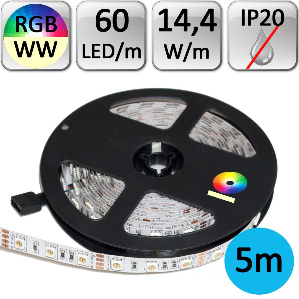 Berge LED pásek RGB+WW teplá bílá 5m 14,4W/m 60LED/m