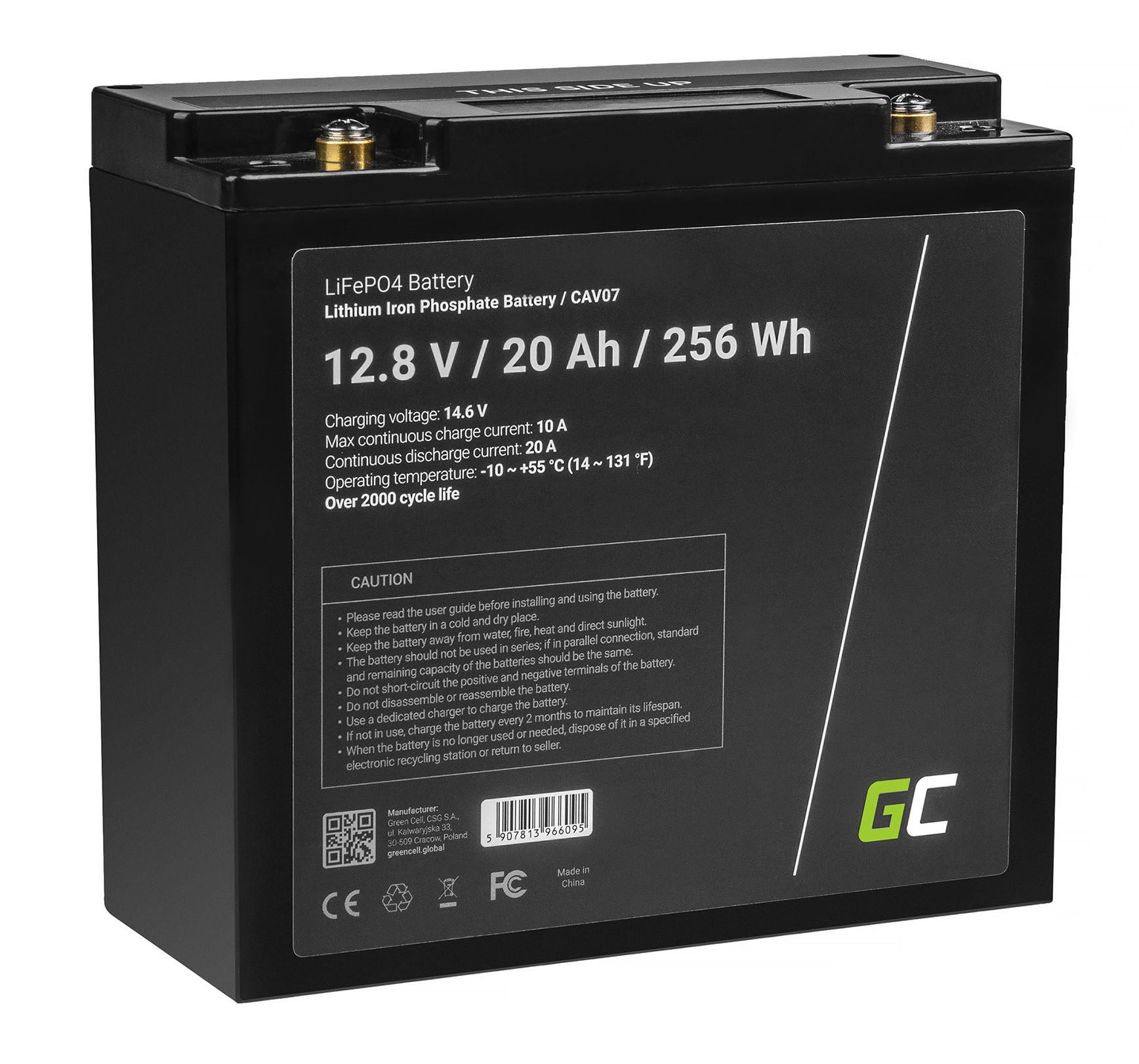 Green Cell LiFePO4 Baterie 12V 12.8V 20Ah pro CAV07