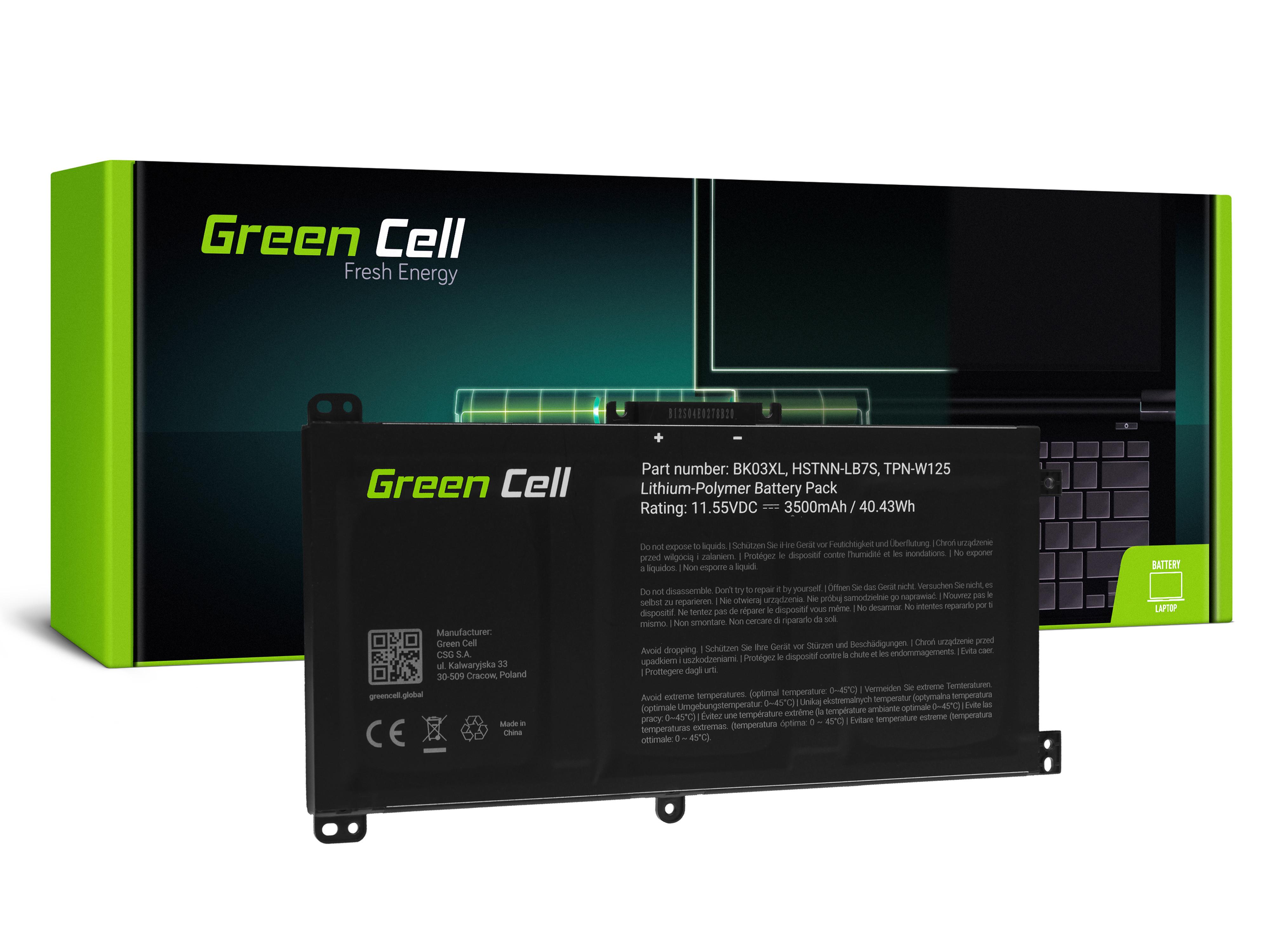 Green Cell Baterie BK03XL pro HP Pavilion x360 14-BA 14-BA015NW 14-BA022NW 14-BA024NW 14-BA102NW 14-BA104NW HP167