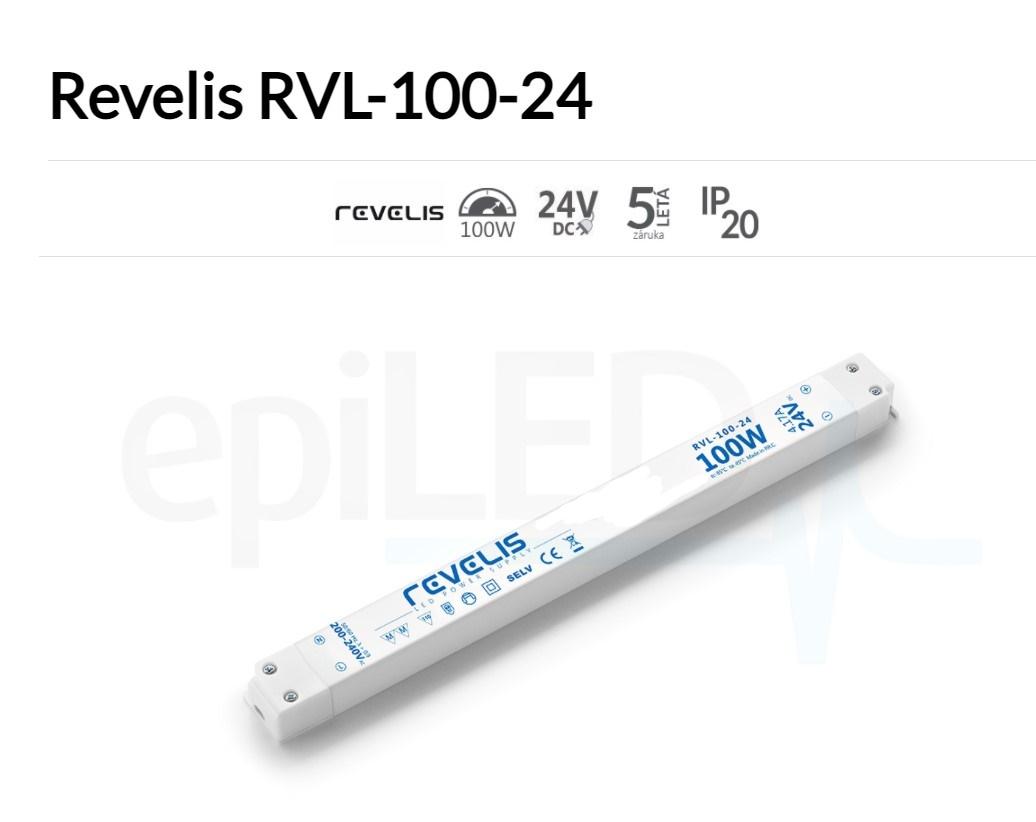 REVELIS Nábytkový LED napájecí zdroj 100W 4.17A 24V RVL-100-24
