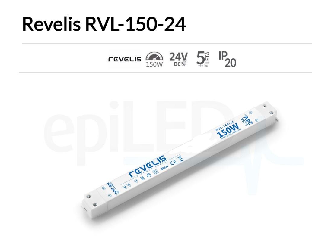 REVELIS Nábytkový LED napájecí zdroj 150W 6.25A 24V RVL-150-24