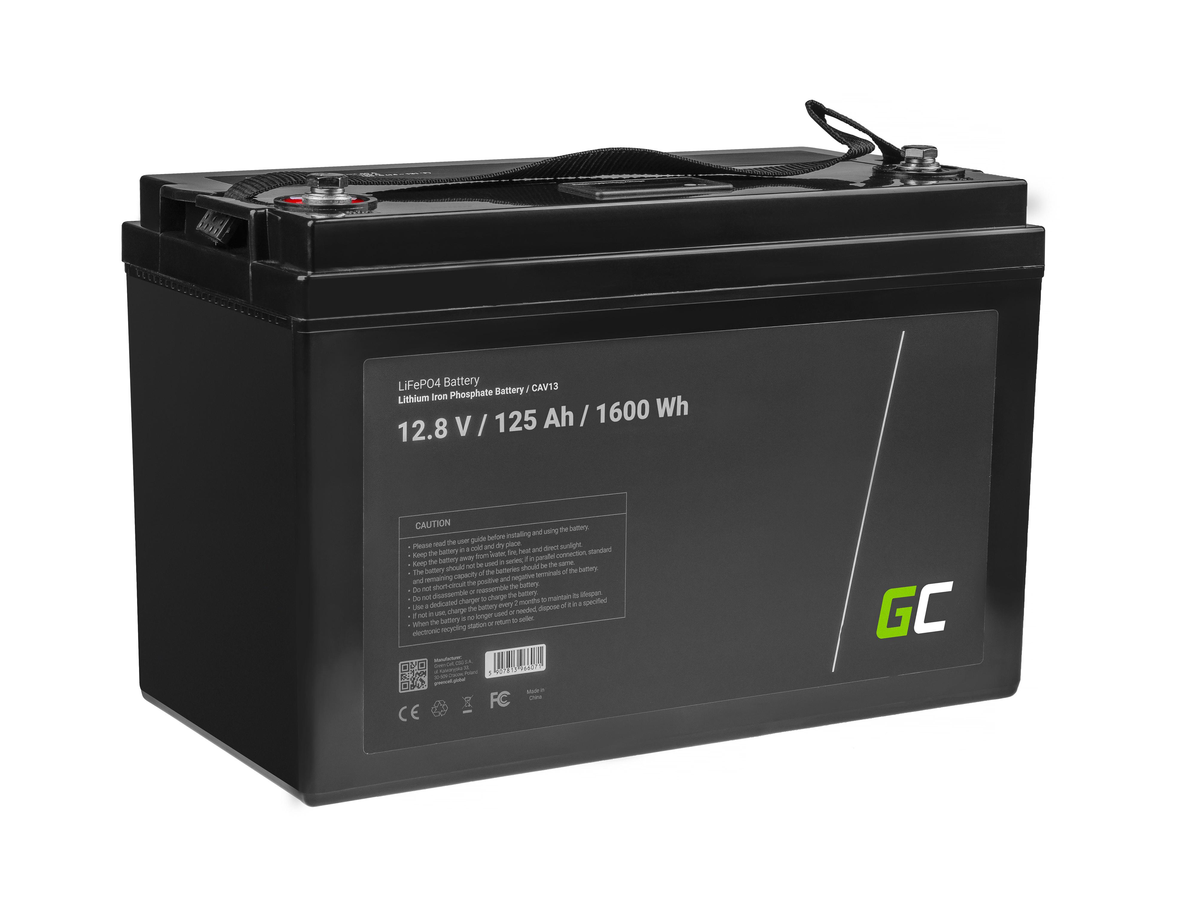Green Cell LiFePO4 Baterie 12V 12.8V 125Ah pro CAV13