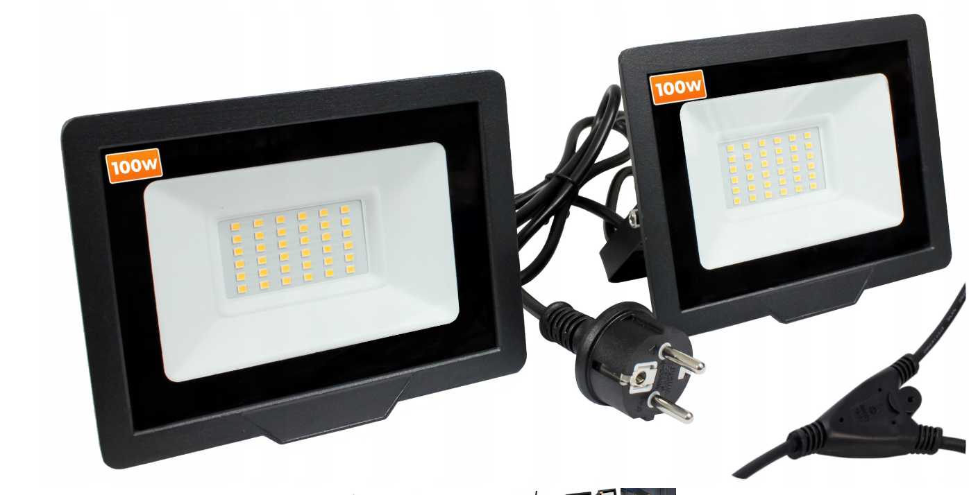 Berge LED reflektor 2x100W neutrální bílá + kabel EPN019