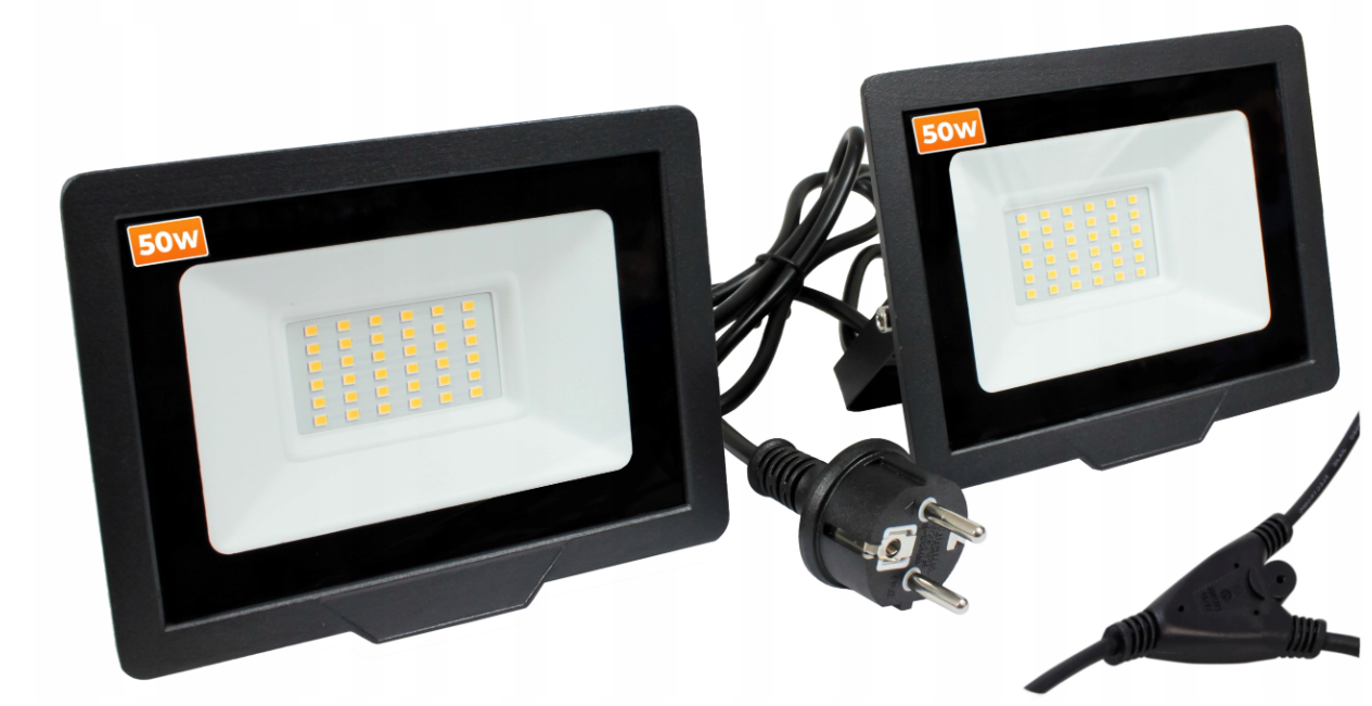 Berge LED reflektor 2x50W neutrální bílá + kabel EPN015