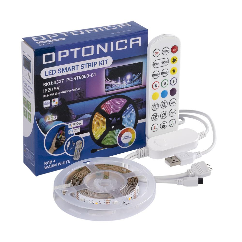 Optonica LED pásek 5V 2m RGB+WW + WIFI control 5050+2835, 60 LED/m, 6W, IP20, sada
