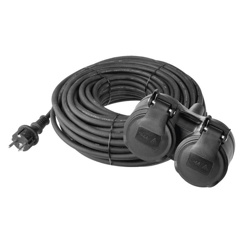 Emos Venkovní prodlužovací kabel 10 m / 2 zásuvky / černý / guma / 230 V / 1,5 mm2 P0601