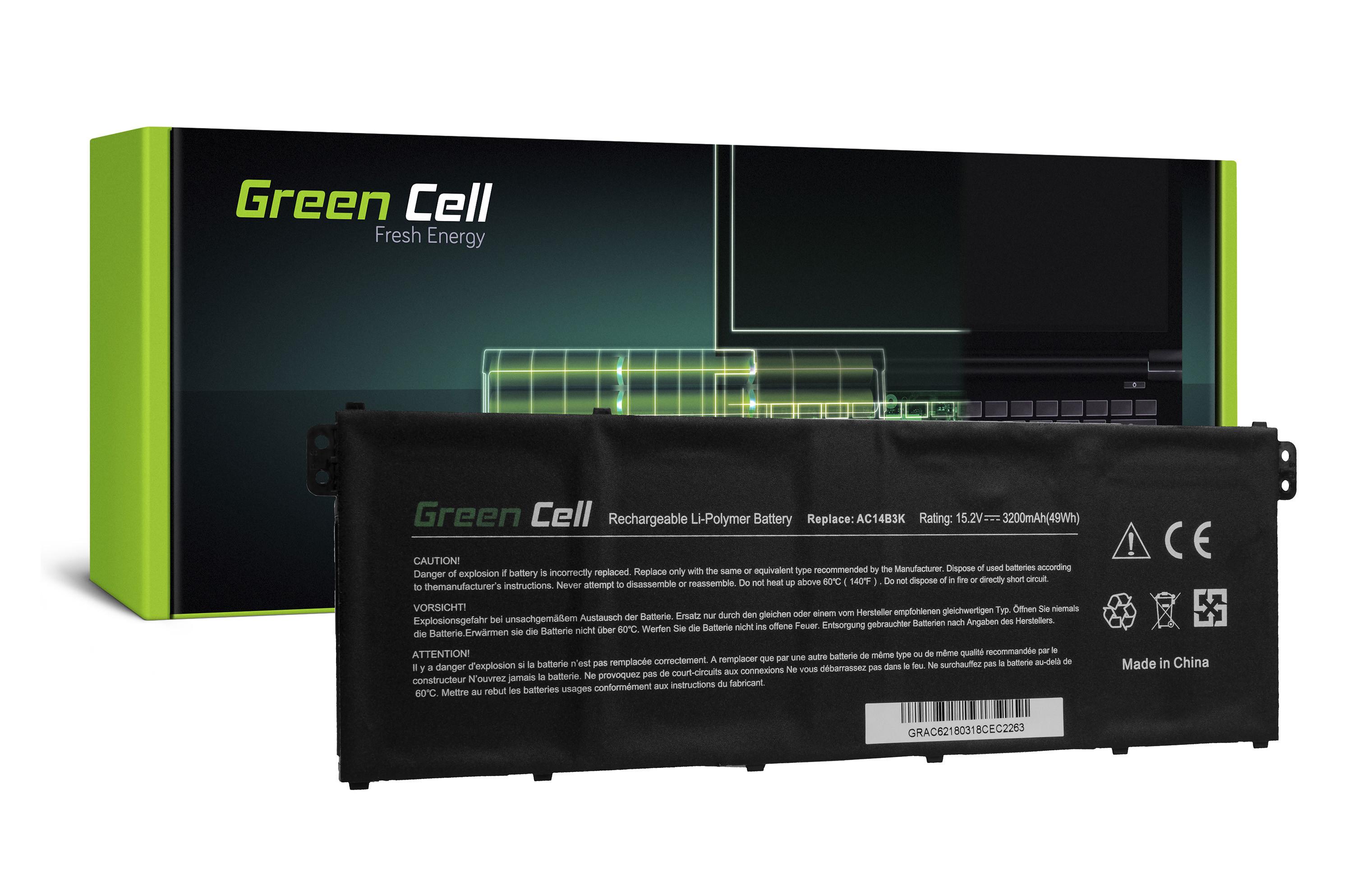 Green Cell Baterie AC14B3K AC14B8K pro Acer Aspire 5 A515 A517 R15 R5-571T Spin 3 SP315-51 SP513-51 Swift 3 SF314-52 AC62