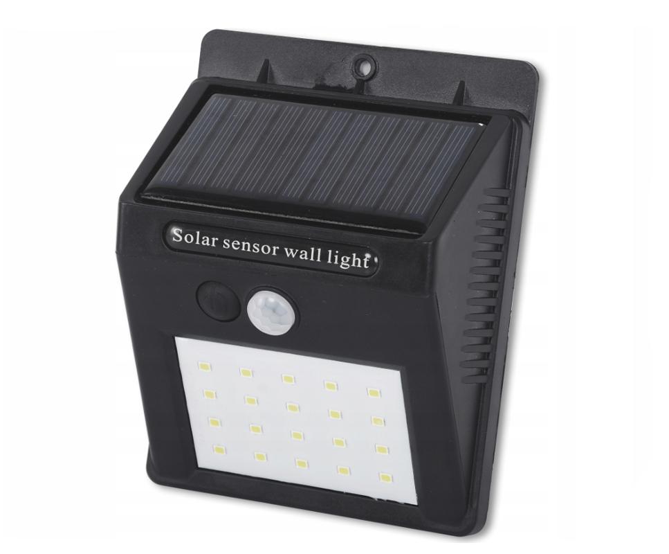 Berge LED solární svítidlo 20 3W se senzorem pohybu a soumraku - studená bílá 0593