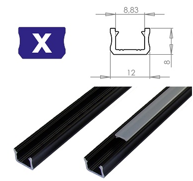 LEDLabs Hliníkový profil LUMINES X 1m pro LED pásky, černý