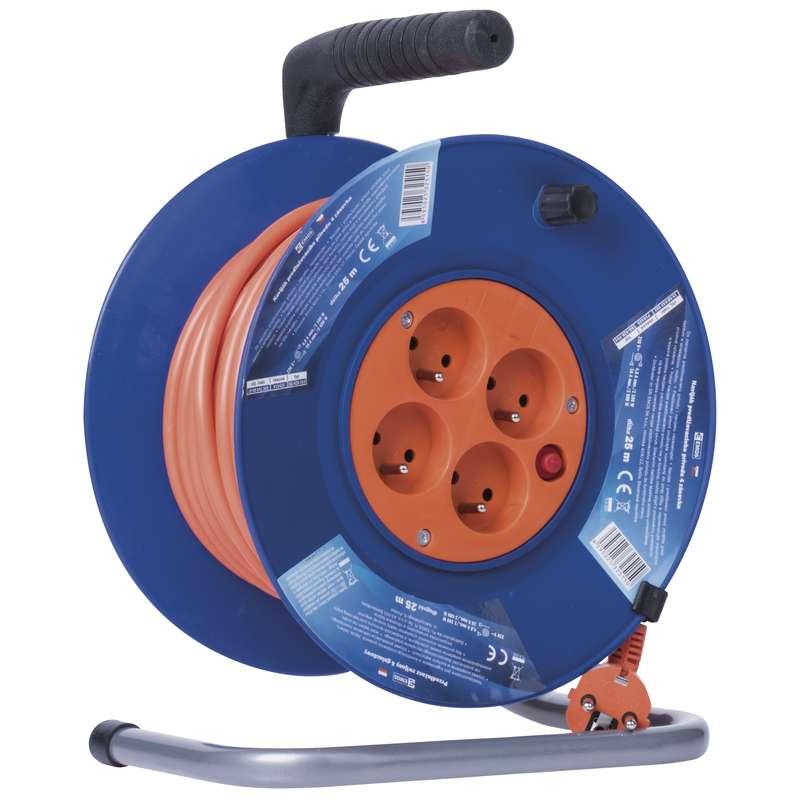 Emos Prodlužovací kabel na bubnu 25 m / 4 zásuvky / červený / PVC / 230 V / 1,5 mm2 P19425