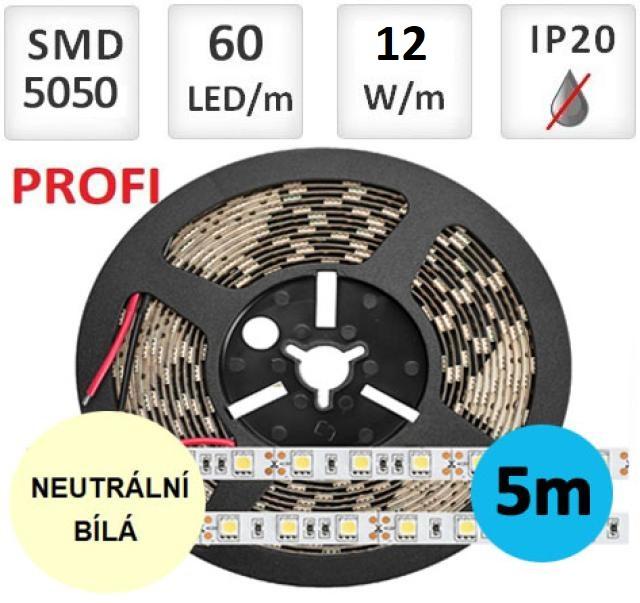 LEDLabs LED pásek PROFI 5m 12W/m 60ks/m 5050 NEUTRÁLNÍ BÍLÁ