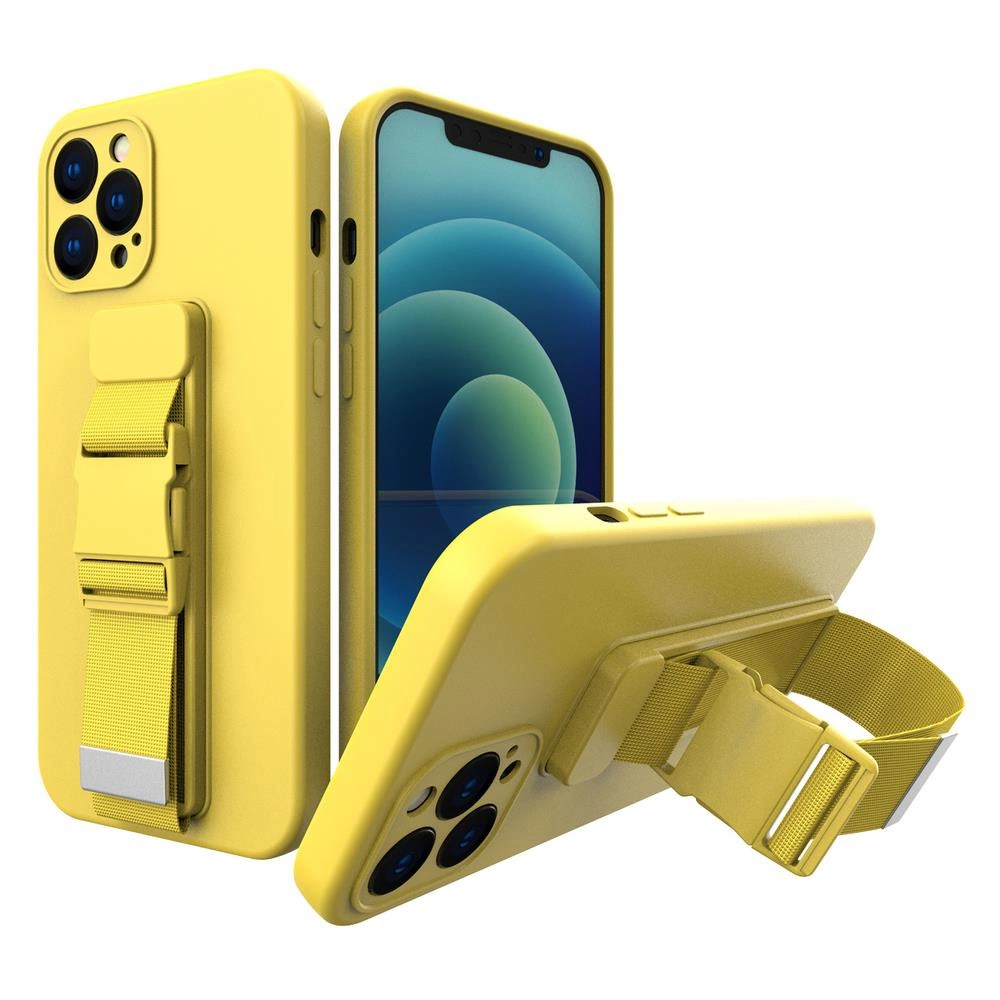 Hurtel Lanové pouzdro gelové pouzdro se šňůrkou řetízek taška šňůrka iPhone 13 žlutá