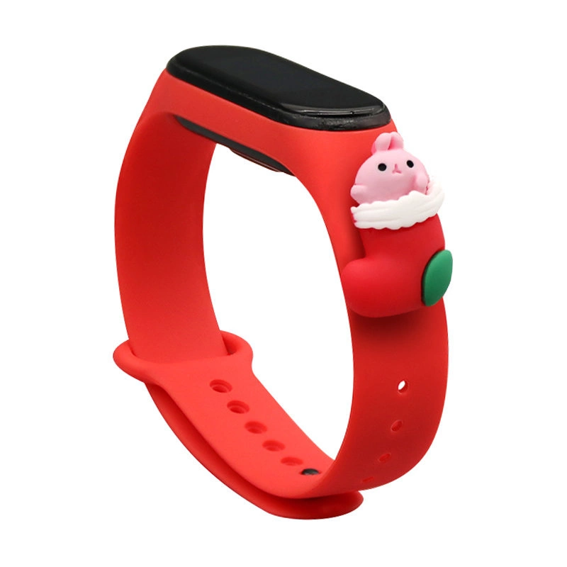 Hurtel Vánoční náramek pro Xiaomi Mi Band 4 / Mi Band 3 Vánoční silikonový náramek červený (Santa 1)