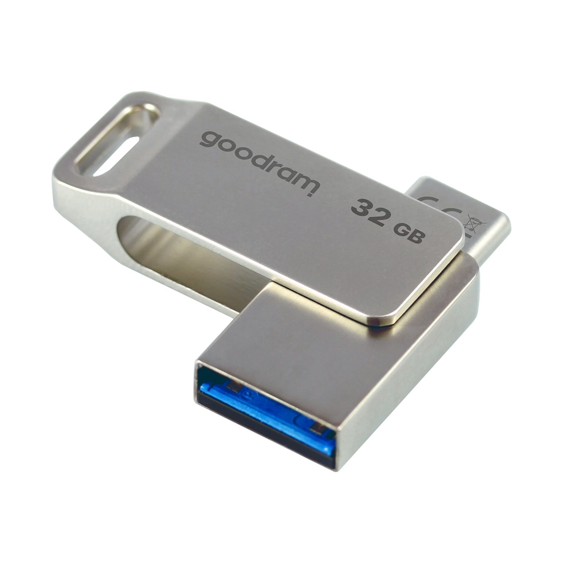 32 GB USB 3.2 Gen 1 USB / USB C OTG flash disk ODA3 Goodram - stříbrný