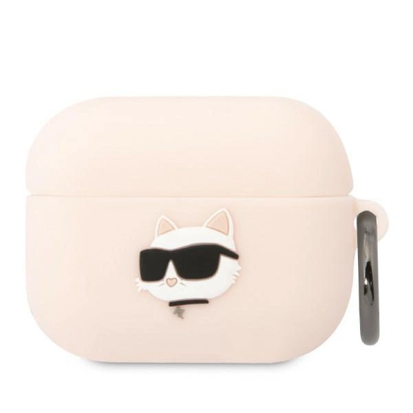 Karl Lagerfeld Silikonové pouzdro Choupette Head 3D pro AirPods Pro - růžové
