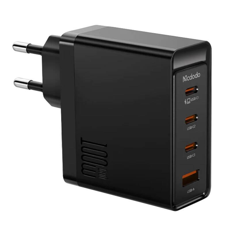 Síťová nabíječka McDodo GAN 3xUSB-C + USB, 100 W (černá)