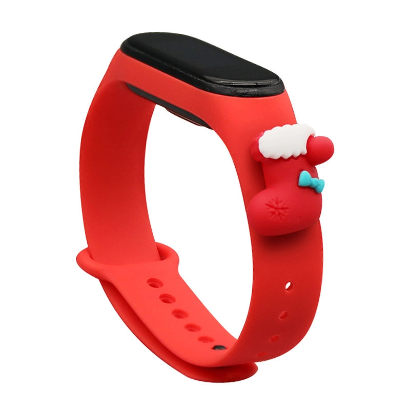 Hurtel Vánoční řemínek pro Xiaomi Mi Band 4 / Mi Band 3 Vánoční silikonový náramek červený (ponožka)