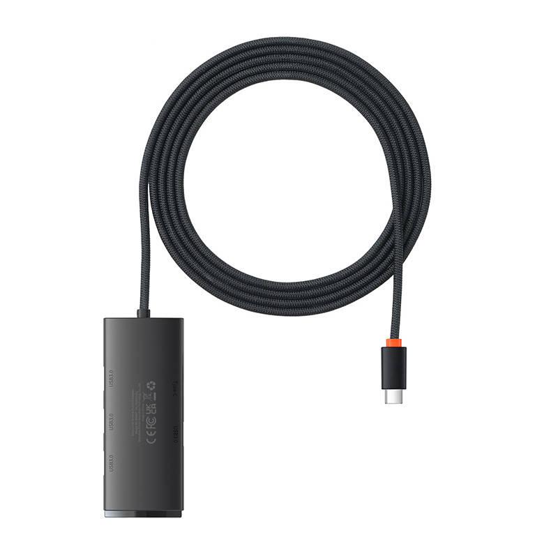 Rozbočovač 4 v 1 Baseus Lite Series USB-C na 4x USB 3.0 + USB-C, 2 m (černý)