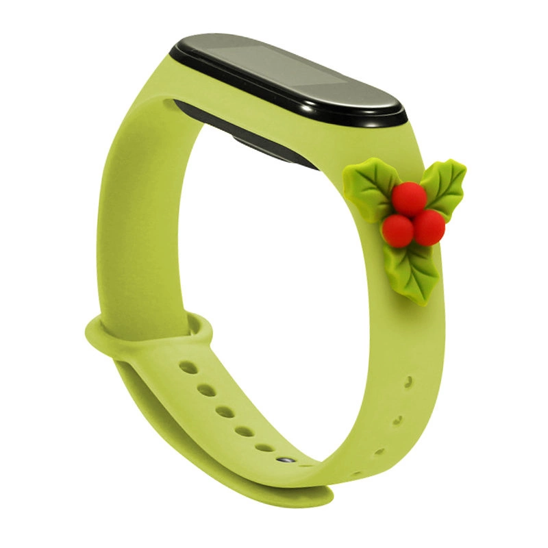 Hurtel Vánoční řemínek pro Xiaomi Mi Band 6 / Mi Band 5 Vánoční silikonový náramek zelený (jmelí)