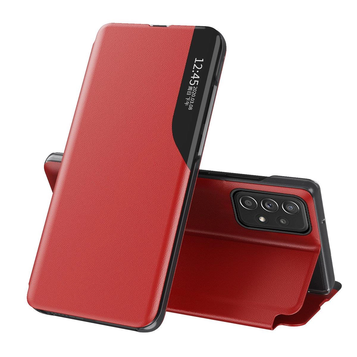 Hurtel Elegantní pouzdro Eco Leather View s flipovým krytem a funkcí stojánku Samsung Galaxy A73 červené
