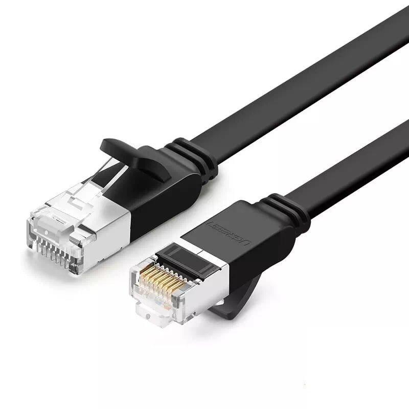 UGREEN plochý síťový kabel s kovovými zástrčkami, Ethernet RJ45, Cat.6, UTP, 0,5 m (černý)