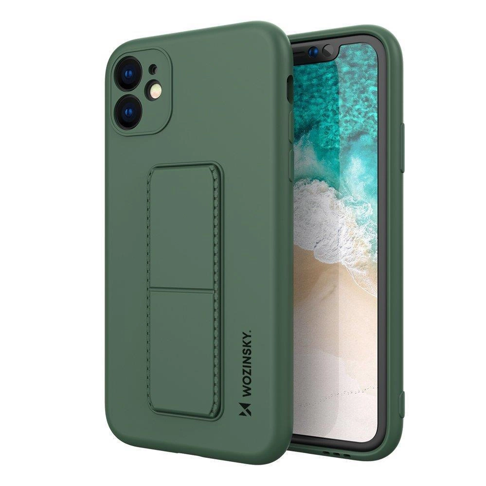 Wozinsky Kickstand Case silikonové pouzdro se stojánkem iPhone 11 Pro tmavě zelené