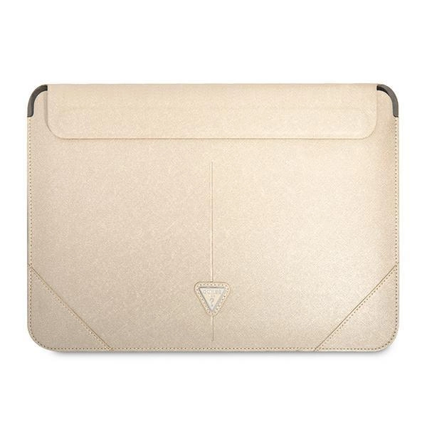 Pouzdro na notebook Guess Saffiano Triangle Logo 14'' - béžové