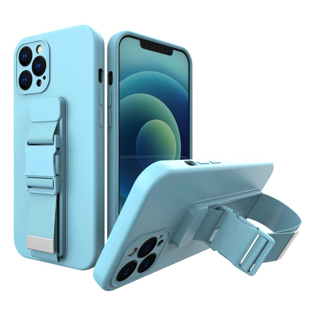 Hurtel Lanové pouzdro gelové pouzdro se šňůrkou na zavěšení iPhone 13 Pro Max modré