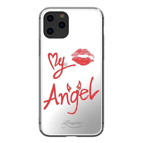Kingxbar Angel zrcadlové pouzdro zdobené pravými krystaly Swarovski iPhone 11 Pro Max zrcadlově čiré