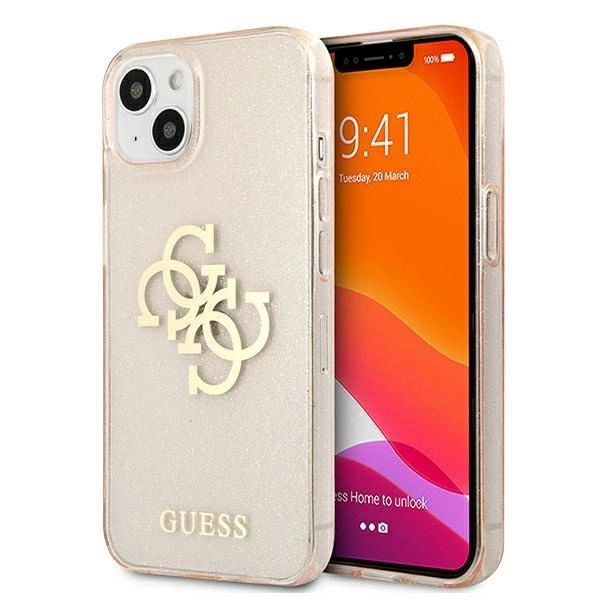 Pouzdro Guess Glitter 4G Big Logo pro iPhone 13 mini - zlaté