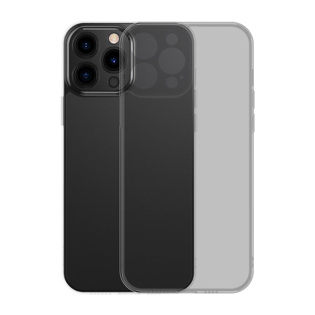 Baseus Frosted Glass Case pevné pouzdro pro iPhone 13 Pro s gelovým rámečkem černé (ARWS001001)