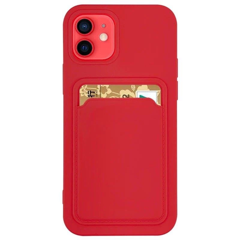 Hurtel Pouzdro na karty silikonové peněženkové pouzdro s kapsou na doklady pro Samsung Galaxy S21+ 5G (S21 Plus 5G) červené
