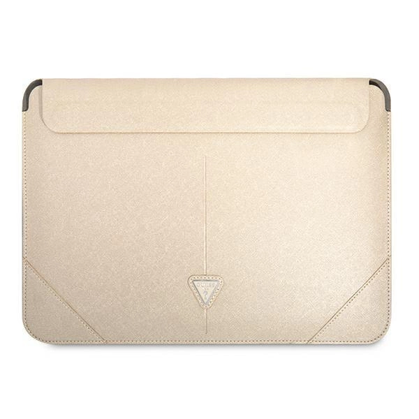 Pouzdro na notebook Guess Saffiano Triangle Logo 16'' - béžové